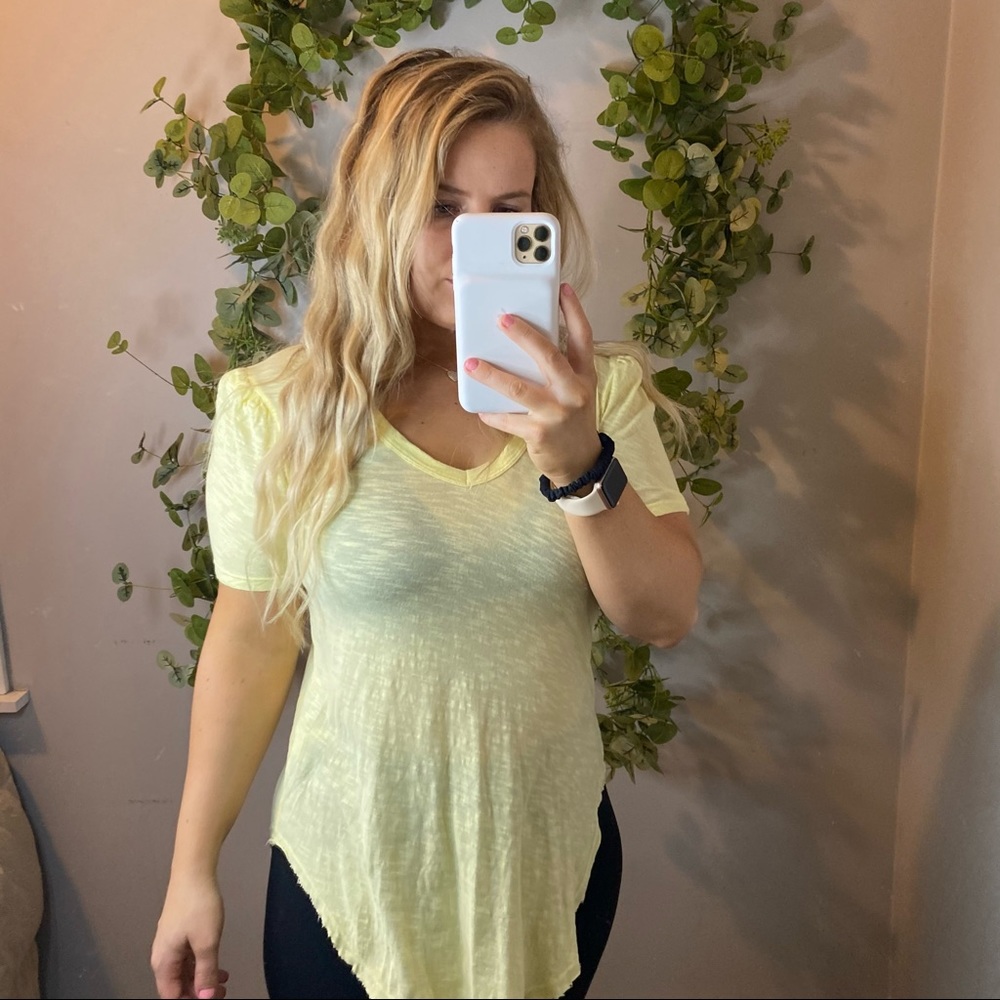 Anthropologie light yellow short sleeve tunic XXS - Picture 6 of 9
